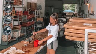 Rustic Red Handmade Wooden American Flag