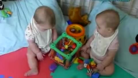 Baby twins in conversation