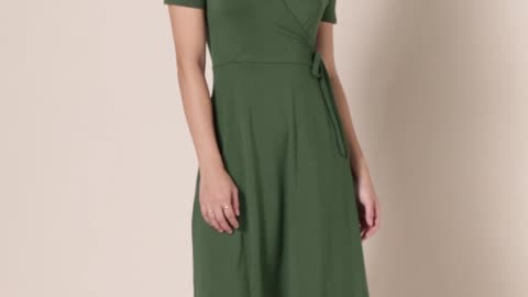 Amazon Essentials Women's Short Sleeve Faux-Wrap Dress, $11 - $28