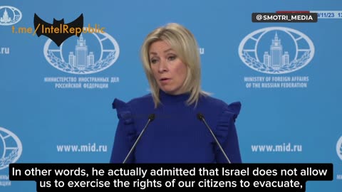 ►🇷🇺🇮🇱 Zakharova: ISRAEL DELAYING AND STALLING on evacuating Russian-Israeli citizens