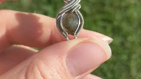 Labradorite and Silver Wire Wrap Necklace