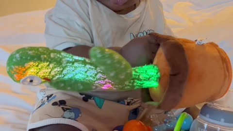 Baby Reacts to Talking Cactus Toy