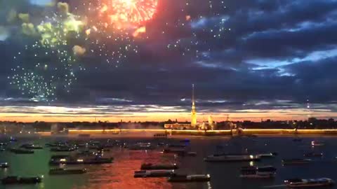 Beautiful fireworks in St. Petersburg on May 9