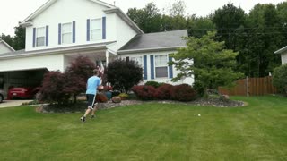 Unbelievable football trick shot over a house!