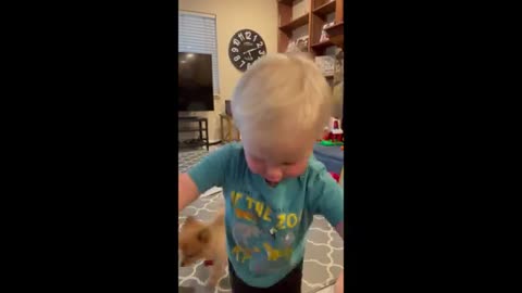 Toddler gets super excited over delicious snack #Shorts