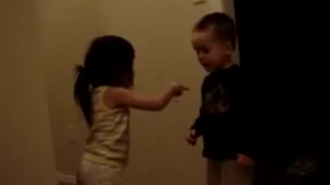 Cute babies fight