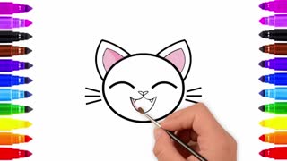 Drawing and Coloring for Kids - How to Draw Cat Face