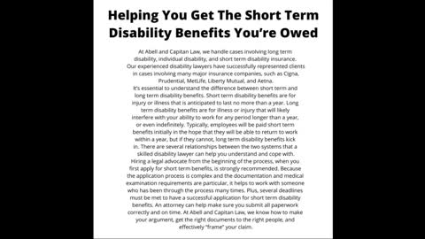 Short Term Disability Insurance Lawyers Philadelphia