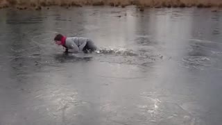 Red scarf skating thin ice fail