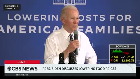 Biden: "As big companies made massive profits, the prices you see at the grocery stores have gone up and the prices farmers received has gone down. This reflects a market distorted by the lack of competition"