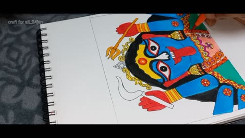 Easy Maa Durga Madhubani Drawing | Indian Art Madhubani Painting | Indian Folk Art Maa Kali