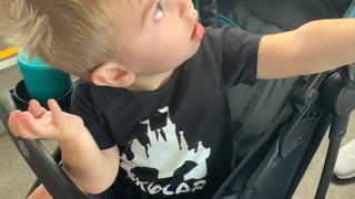 Toddlers reaction to monorail is awsome!