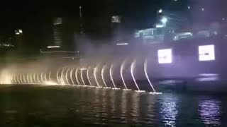 Water dance in dubai during night time