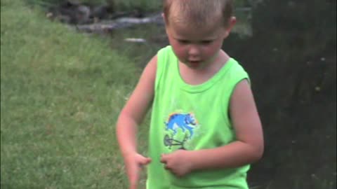 Boy gets hit with flying fish