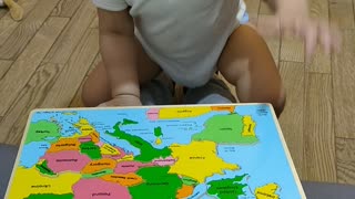 19-month-Old Mastering the Europe Map