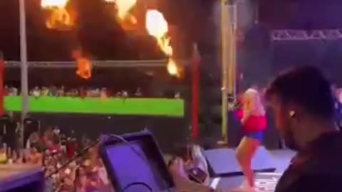 The work of a pyrotechnician at a concert