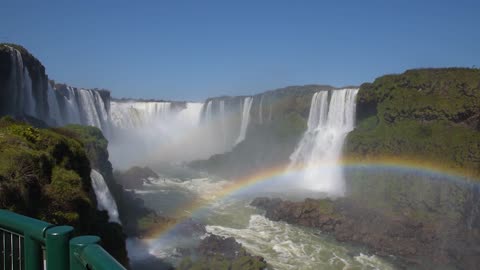 Breathtaking View of Waterfalls, Streams and Rainbow