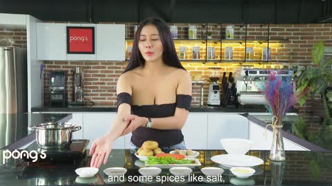 Beautiful girl Cooking-How To Cook POTATO SOUP