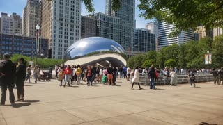 Enjoying a Beautiful View of Chicago's Bean Sculpture