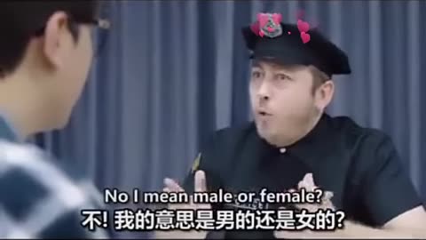 Police man asking Japanese man questions