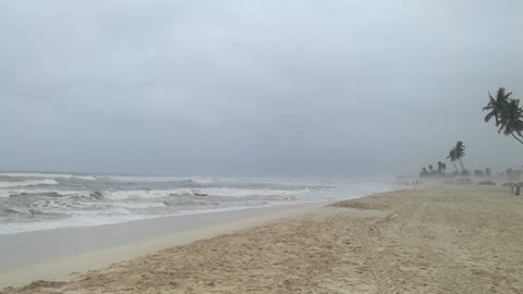 Salalah Beach | The waves are high and strong with foggy weather