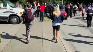 Trudeau chased by protestors during BC Campaign stop