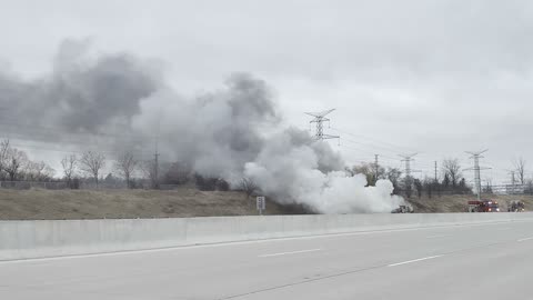 Car Accident in Toronto - Van on Fire on Highway 407
