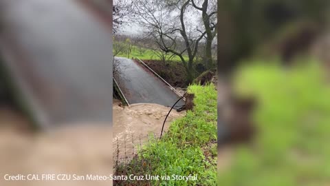 Bridge damaged in Santa Cruz county as atmospheric river continues to impact California