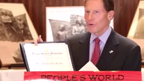 Democrat Senator Richard Blumenthal of Connecticut speaking at Communist Party Awards Ceremony