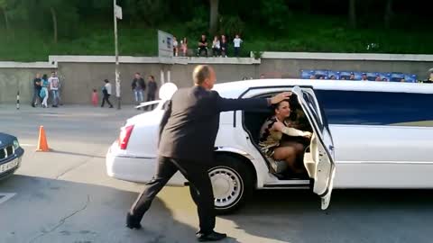 Wrong way to get out from limo