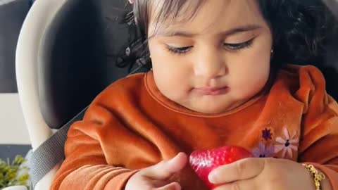 Baby Tries Strawberry for the First Time