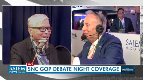 Mike Talks With Presidential Debate Moderator And SNC Radio Host Hugh Hewitt In The Spin Room At The Debate Last Night.