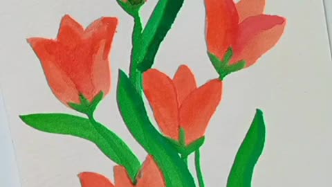Easy watercolor flower painting 🌷 _ Watercolor painting for beginners