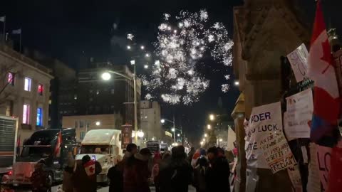 Sunday Night Fireworks 🎆 Ottawa Convoy For Freedom 2022 Feb. 13 - #TrudeauForTreason