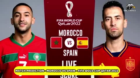 Morocco vs Spain 3-0 in the FIFA World Cup 2022 round of 16 final.