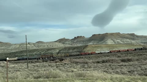 Wyoming bluffs, and long train