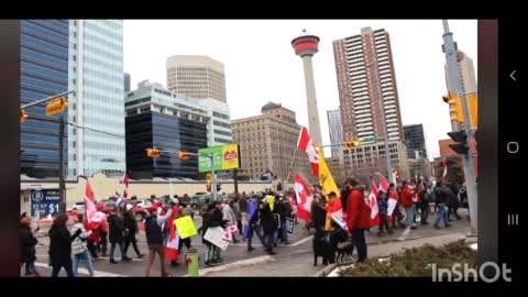 Calgary Freedom Protest In Solidarity With Truckers In Ottawa Feb. 19, 2022 #TrudeauForTreason