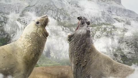 Battle Between Two Bull Elephant Seals | UHD | Seven Worlds One Planet | BBC Earth