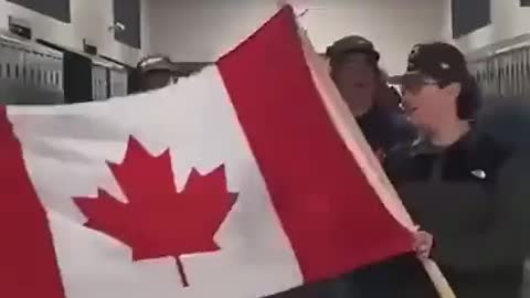 Canadian school students marching through their hallway at school chanting "No Masks" & "F* Trudeau"