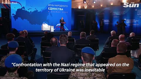 Putin says confrontation with Ukraine's 'Nazis' was inevitable in propaganda speech