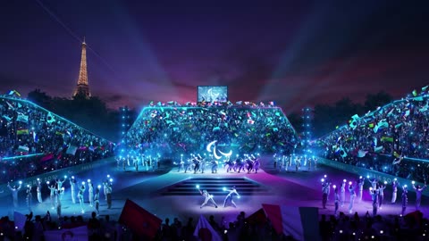 PARIGI 2024 anteprima dell'esclusiva cerimonia di apertura dei 17mi Giochi Paraolimpici estivi di Paris 2024 che si terrà all'aperto in piazza della concorde dove c'è un obelisco egizio di Tebe il 28 agosto 2024.il logo è lo stesso