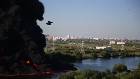 Oil Pipeline Fire In The Moscow River