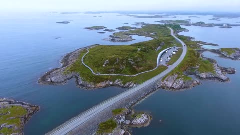 atlantic ocean road aerial footage norway