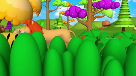 Funny animal play vally ball in forest with monkey Gorilla.cartoon