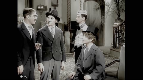 A 4K remastered scene from the 1929 Marx Brothers film The Coconuts