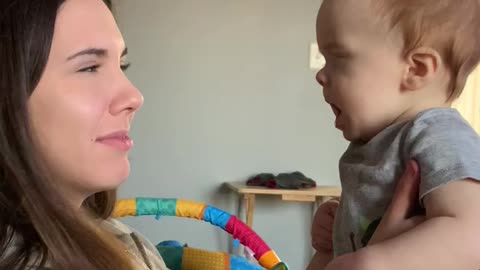 Baby Boy Has Screaming Contest with Sister