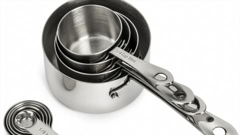 Stainless Steel Measuring Cups And Spoons Set - Heavy Duty, Metal