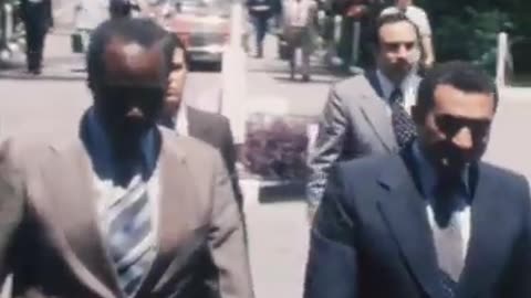 Egypt's Hosni Mubarak in Mombasa in 1977.