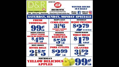 GREAT DNR DEALS FOR SATURDAY SUNDAY AND MONDAY