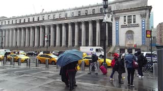 Rainy Day In Street Walking In Front Of Court